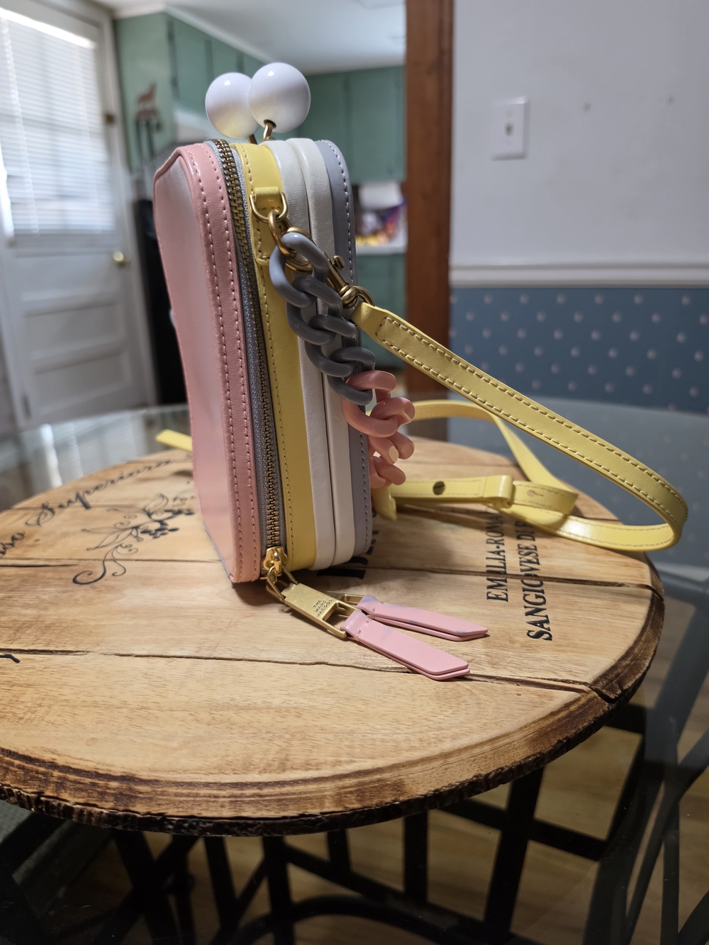 Pink & Yellow Chain Strap Crossbody Bag - Picture 14 of 15